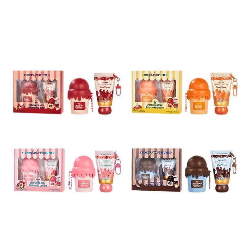 Cross-border Perfume Ice Cream Gourmand Fragrance Women's Perfume Body Spray Hand Cream Outdoor Long-lasting Scent Gift Set
