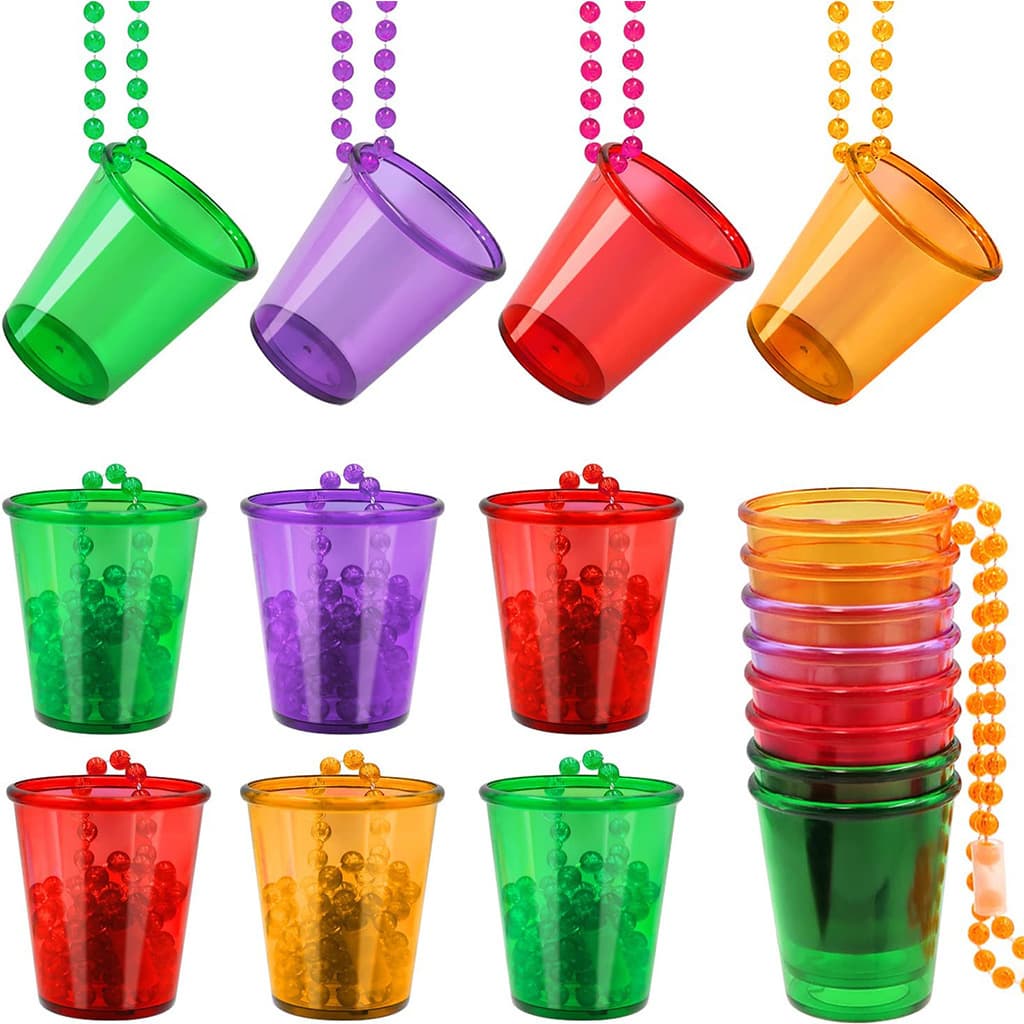 Hot Sale Prom Party Plastic Transparent Bead Chain Cup Single's Party St. Patrick's Day Linking Bead Necklace Shot Glass