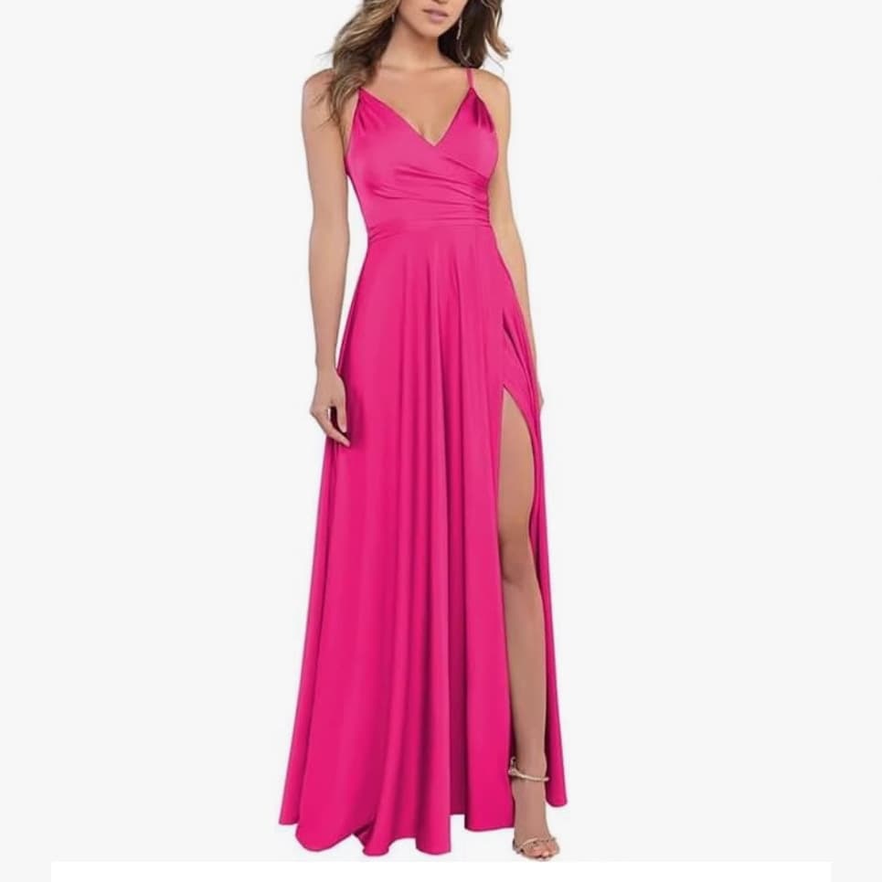 Amazon US/EU Cross-Border Bridesmaid Dress Long Gown Spaghetti Strap Slimming Off-Shoulder V-Neck Sleeveless Bridesmaid Party Evening Gown