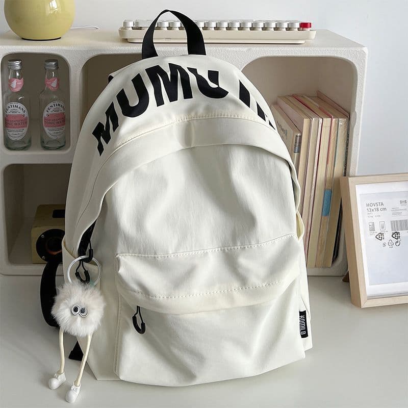 Backpack, simple letter school bag, backpack, trendy campus casual, versatile, large capacity, high school student commuting