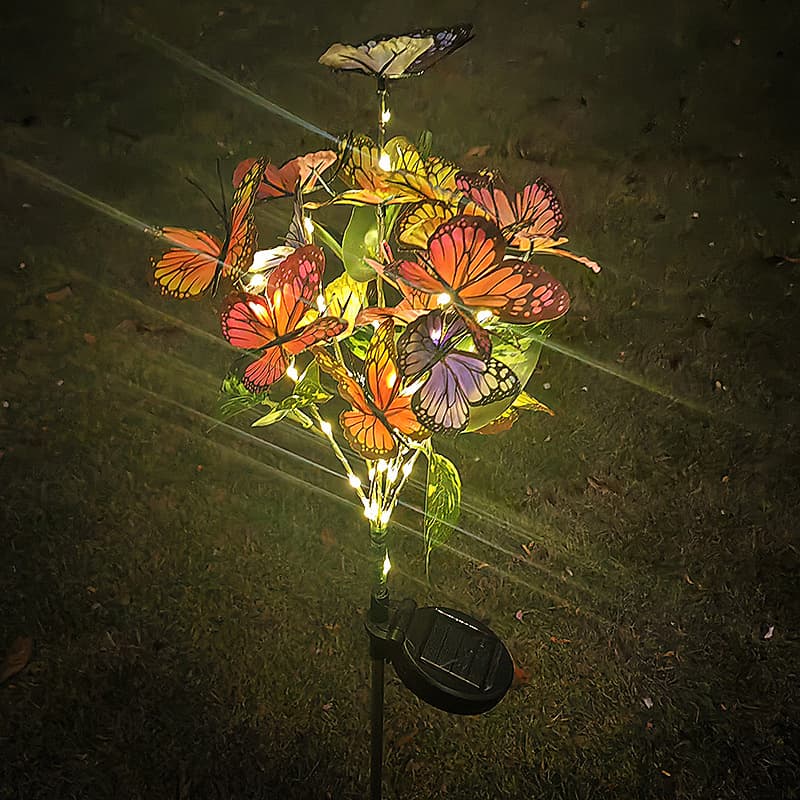 Cross-border Solar LED Simulation Colorful Butterfly Ground Plug Light Outdoor Garden Courtyard Decorative Light Lawn Floor Lamp