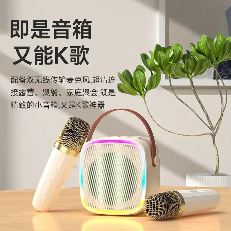 Home Wireless Microphone K Song Audio Outdoor Portable Handheld Microphone Bluetooth Speaker Family KTV Singing Set Dual Mic