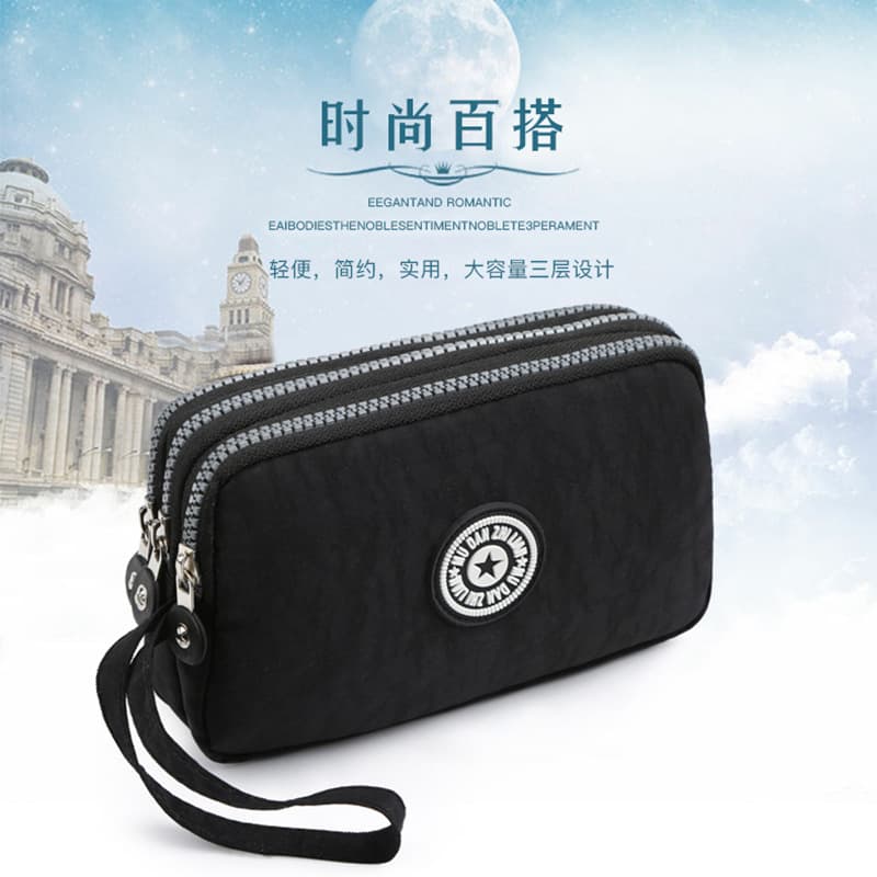 2025 New Korean Style Women's Clutch Bag, Large Capacity Three-Layer Zipper Long Phone Wallet
