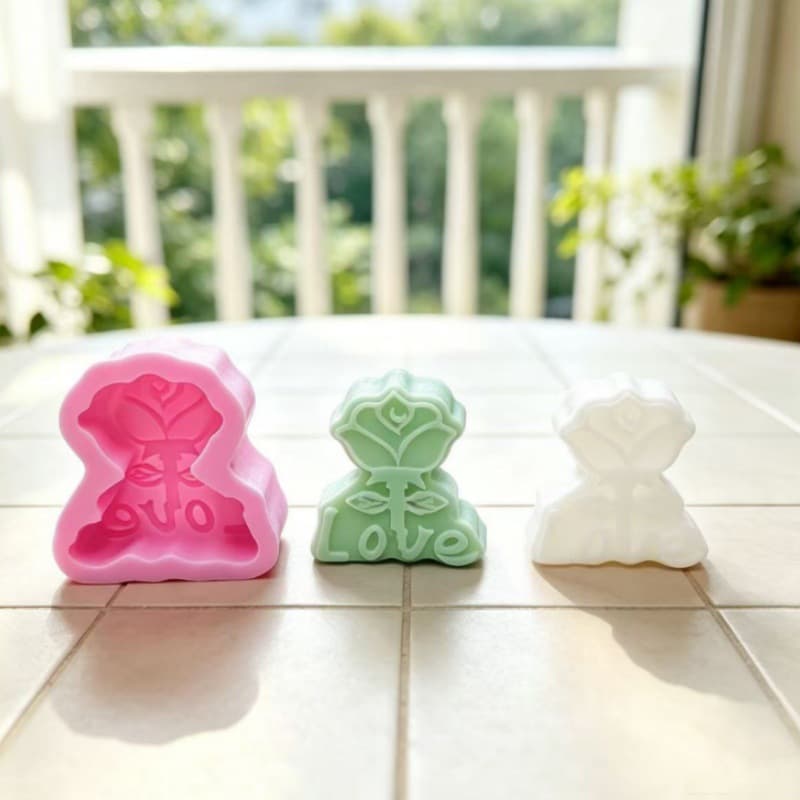 Valentine's Day LOVE Rose Candle Silicone Mold DIY Plaster Resin Romantic Decoration Gift Ornament Baking Mold