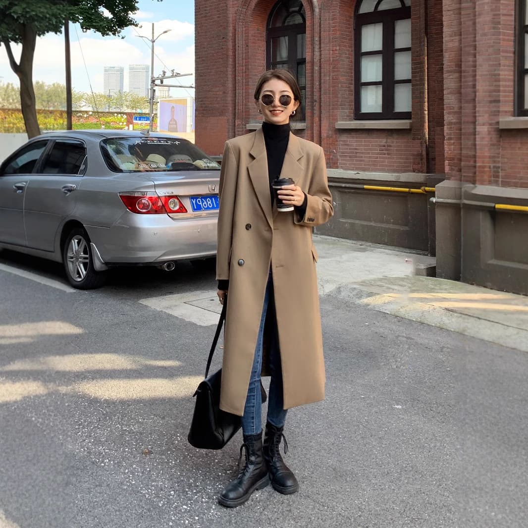 Large Size Women's Wear 2022 Early Autumn New Style Elegant Mid-Length Blazer Jacket for Plus Size Slimming Trench Coat