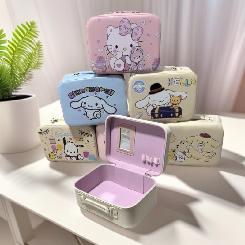 Cute Cartoon Kuromi Makeup Bag Large Capacity Handheld Cosmetic Case Gift Portable Travel Storage