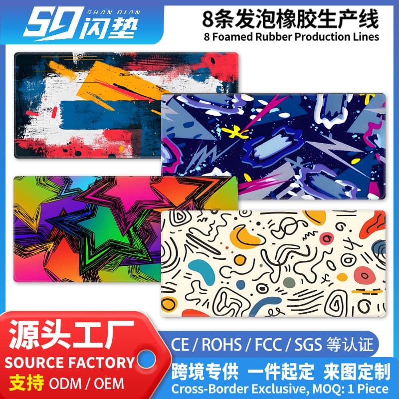 Street Graffiti Streetwear Large Mouse Pad for Gaming, Thick Stitched Edge Abstract Art Extended Keyboard Mat