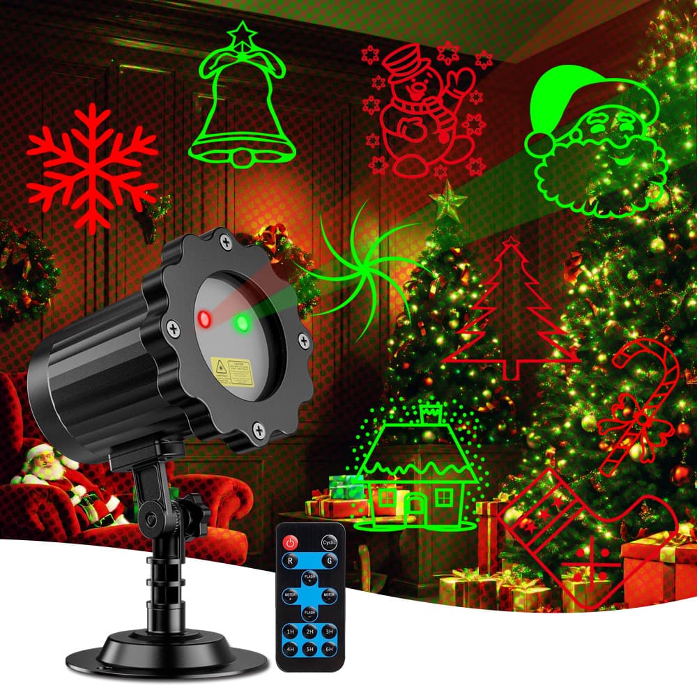 Cross-Border Christmas Red-Green Laser Pattern Light, Outdoor Waterproof Lawn Laser with Starlight Stage Effect
