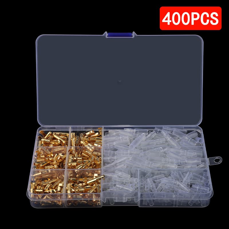 Cross-border Supply 400pcs Boxed 3.9mm Spade Connector Terminal with Sheath Golden Bullet Male-Female Terminal