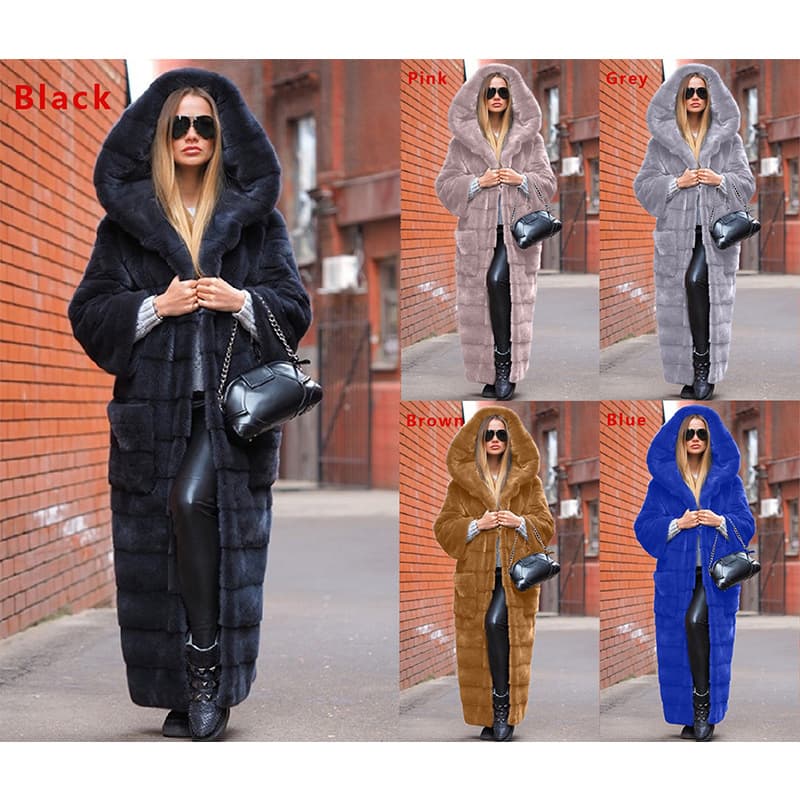 New Autumn Clothing, Imitation Fur Coat, Hooded Cotton Coat, Thickened and Lengthened Plush Women's Coat, Windbreaker, Eco-Friendly Fur