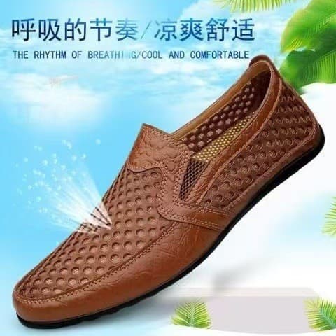 Men's shoes cross-border wholesale 2025 summer new style comfortable breathable casual shoes fashionable slip-on business leather shoes
