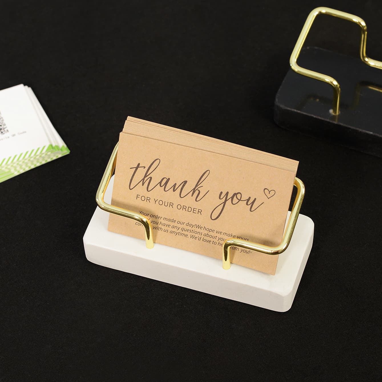 Creative Marble High-End Minimalist Card Clip, Desktop Memo Holder, Metal Card Storage Box, Vertical Display Piece