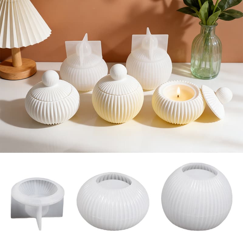 Tall and Short Striped Round Storage Box Silicone Mold DIY Scented Plaster Vase Candle Holder Epoxy Resin Mold