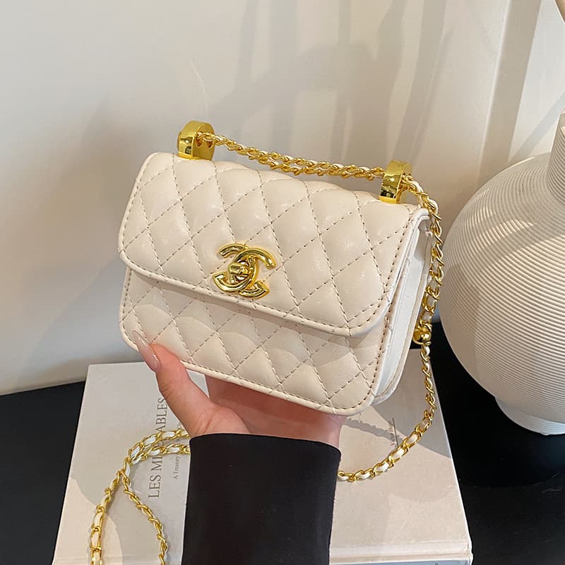 Light Luxury Best-Seller Chanel-Style Diamond Quilted Women's Bag Versatile Single-Shoulder Mini Square Bag Crossbody Chain Bag
