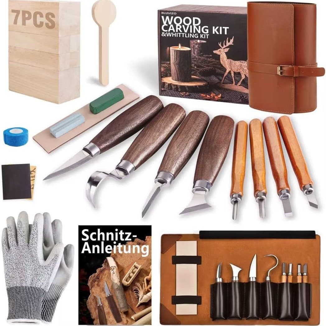 Square Handle Wood Carving Knife Set, Spoon Gouge, Multi-Purpose Detail Knife, Wood Chisel, Hand Wood Carving Tools