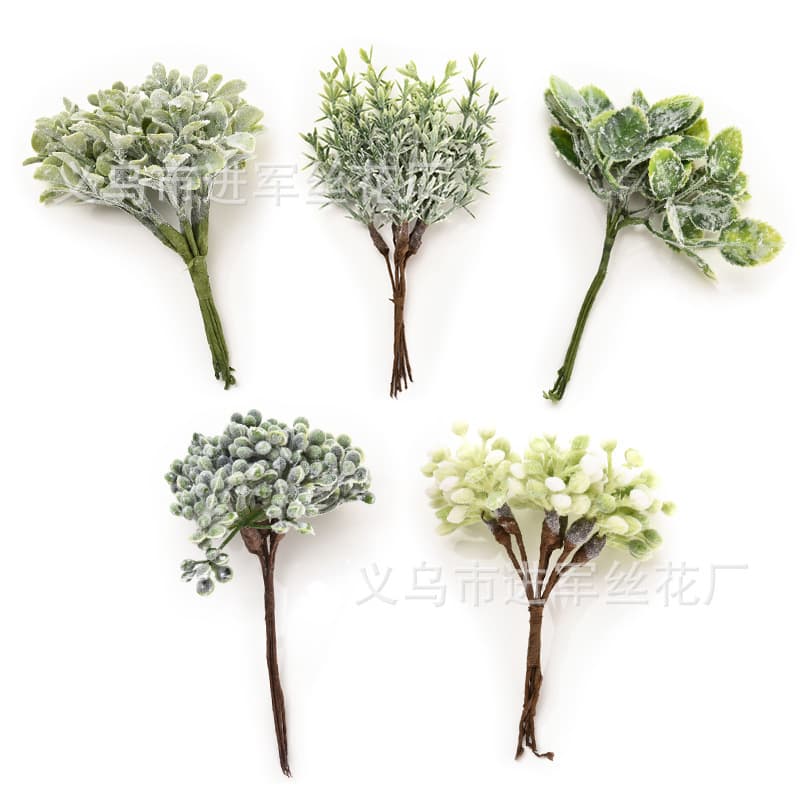 Frost flocking simulated green plant bunches diy handmade garland indoor plant wall decoration green leaf photography decoration