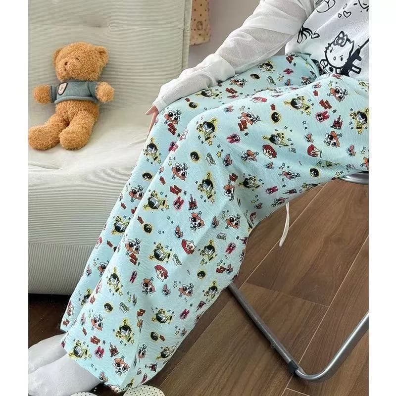 New Yellow Star Pants Women's Spring Summer Thin Casual Lounge Pants Loose Fit Straight Leg Sleep Pants