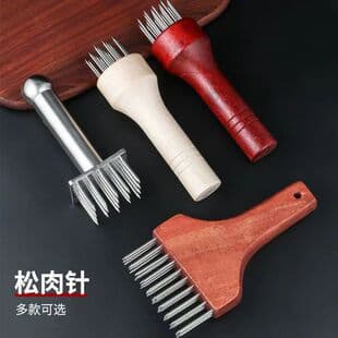 Wooden Handle Meat Tenderizer - Meat Tenderizing Needle, Meat Piercing for Flavor Infusion, Stainless Steel Steak Tenderizer Needle, Meat Tenderizer