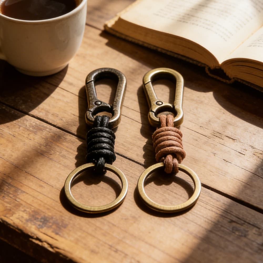 Creative Retro Braided Rope Keychain Simple and Exquisite Leather Rope Car Pendant Handmade Woven Bag Charm