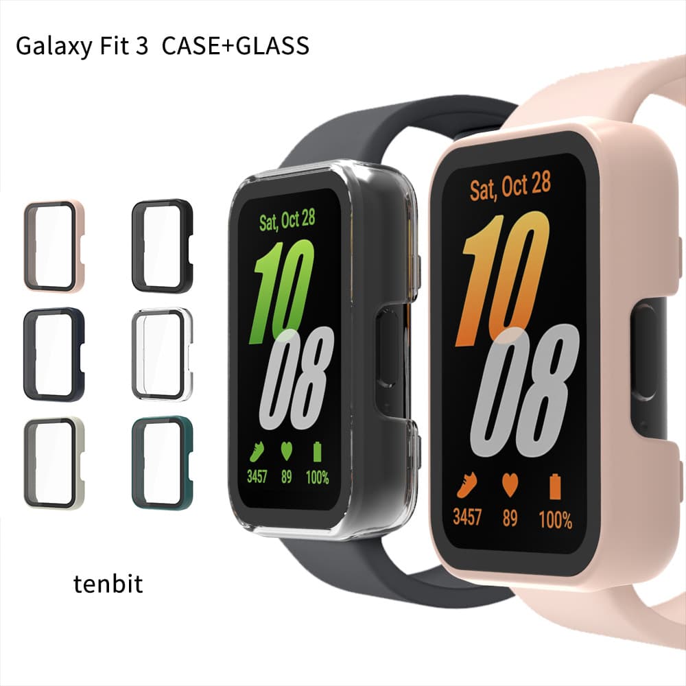 Compatible with Samsung Galaxy Fit3 Case Samsung Watch PC + Tempered Glass All-in-One