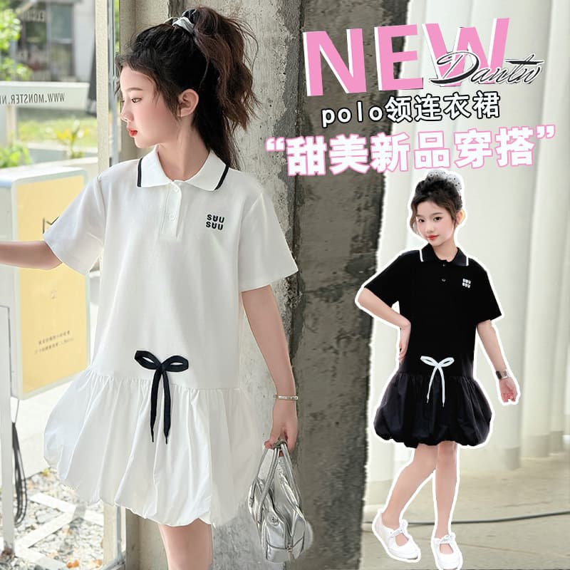 Girls Summer Dress 2025 New College Style Polo Skirt Medium and Large Children Internet Celebrity Skirt Little Girl Summer Dress
