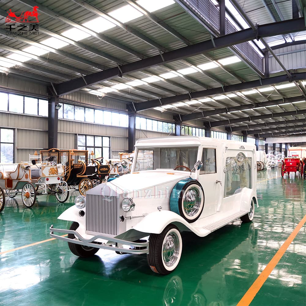 Qianzhimei vintage classic car hearse, funeral industry coffin car.