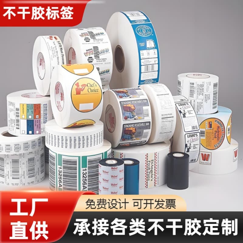 Custom adhesive label paper with logo hot stamping, waterproof advertising labels, PVC color printing roll stickers customization