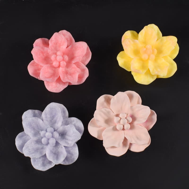 3D Camellia Candle Silicone Mold Five-Petal Flower Floral Car Aromatherapy Plaster Decoration Silicone Mold