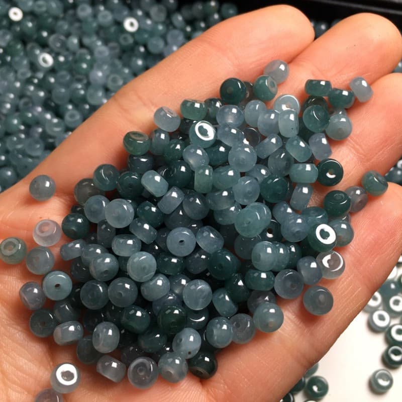 Grade A Feicui Blue Water Abacus Beads, Ice Jade Beads for Bracelet Spacers DIY Weaving Accessories