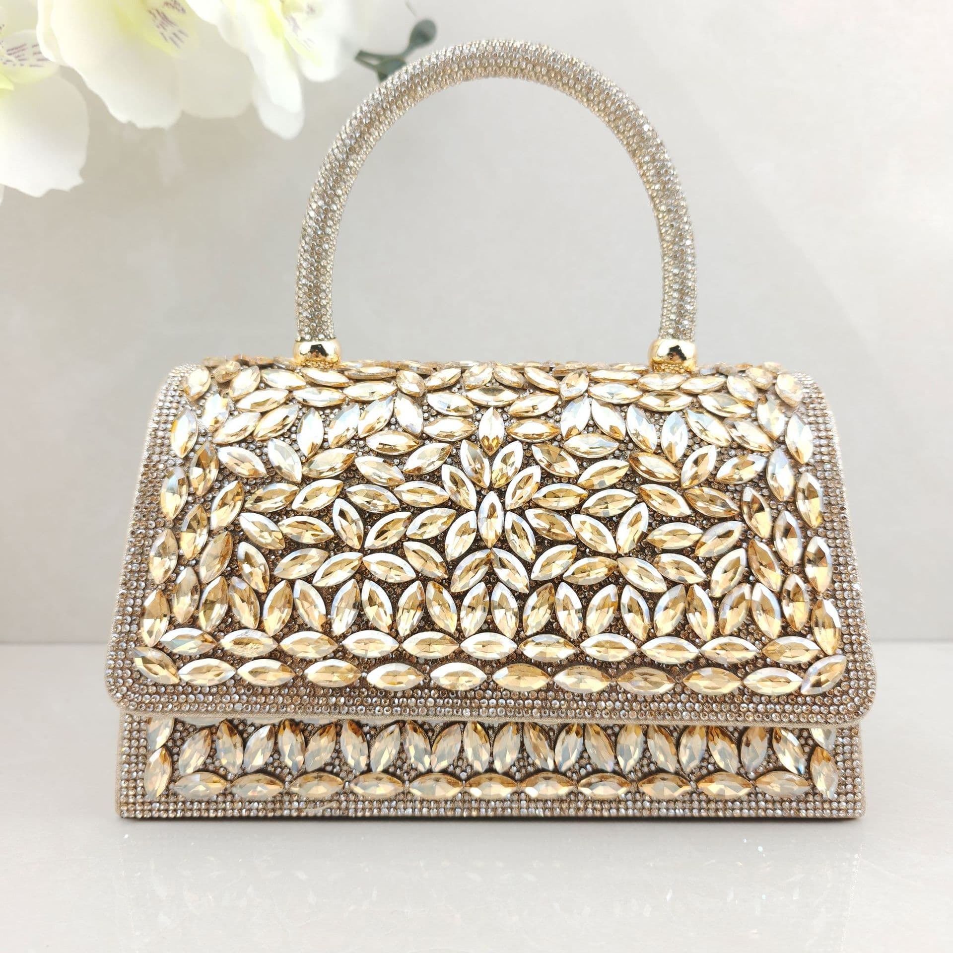Cross-border Women's Shoulder Bag Exquisite Rhinestone Evening Bag Clutch Women's Flap Handbag Clutch Source Factory