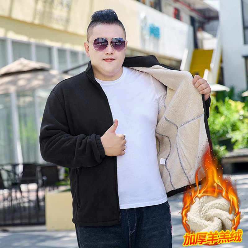 Lamb Fleece Jacket for Men, Thickened Winter Coat, Sherpa Fleece Top, Plus Size, Oversized, Loose Fit