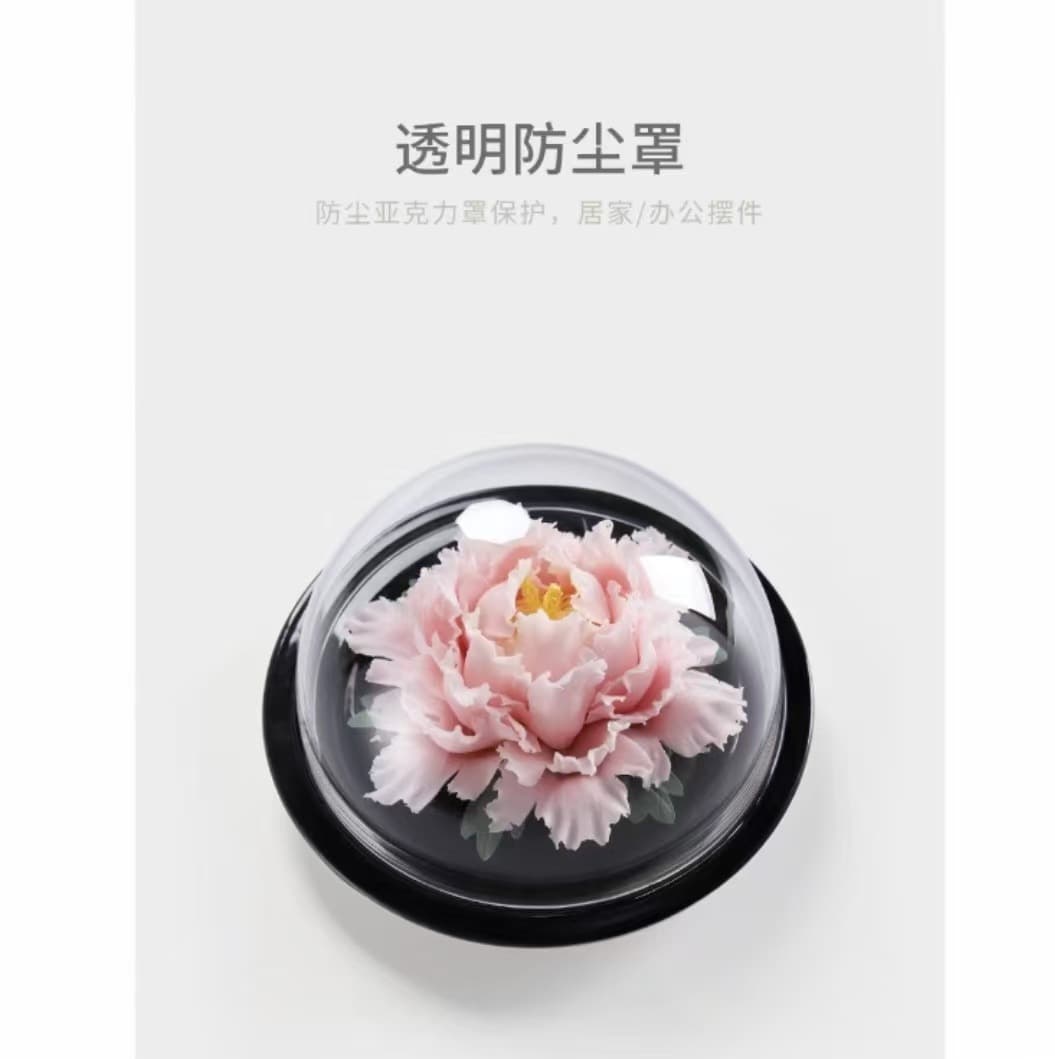 Acrylic transparent dust cover hollow hemispherical cross-border handicraft ornament ceramic flower souvenir accessory