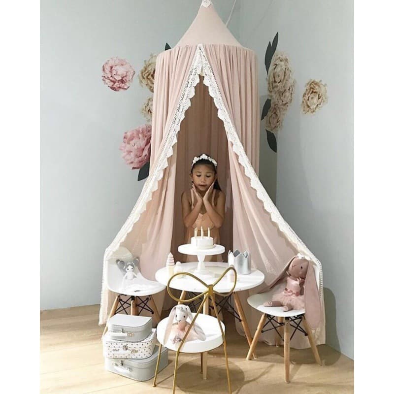 INS Nordic Children's Room Summer Chiffon Lace Bed Canopy Dome Bed Curtain Mosquito Net Four Colors