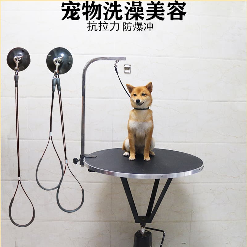 Pet Grooming Hanging Strap, Grooming Table Tether, Dog and Cat Bathing Fixation Rope, Steel Wire Grooming Rope with Suction Cup
