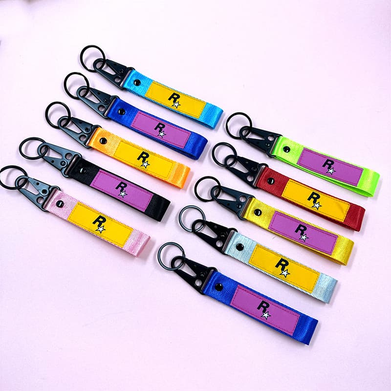jdm keychain R star GTA embroidered woven label pendant modified cultural motorcycle eagle beak buckle streamer