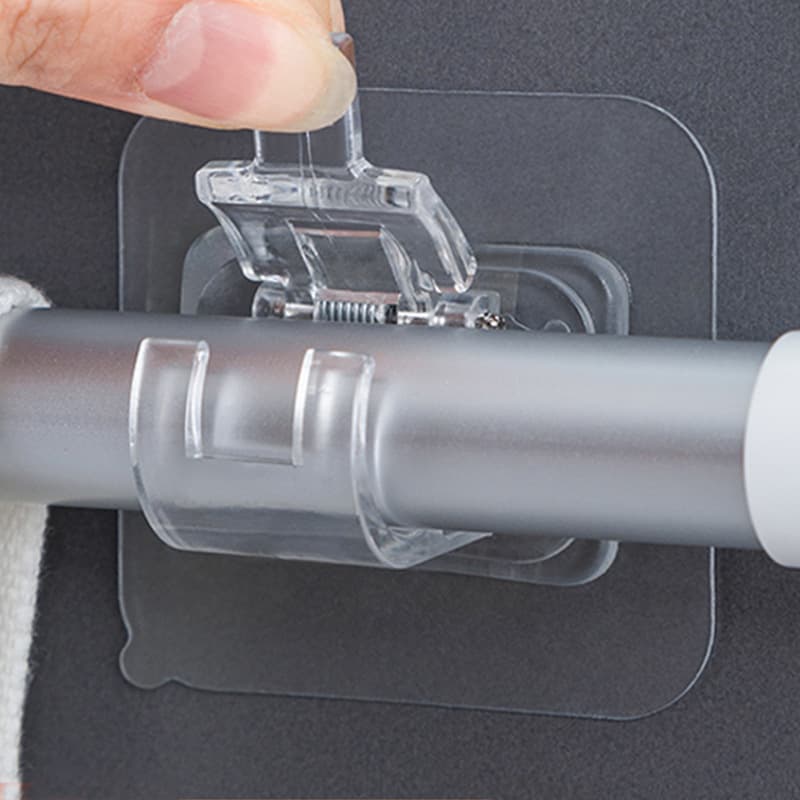 Cross-border Curtain Rod Hooks No-drill Curtain Rod Hangers Wall-mounted Adhesive Brackets Clips for Telescopic Rods