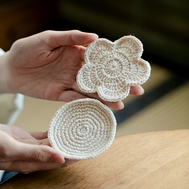 Changpuju Sashiko embroidery teapot pad and coaster, handmade cotton woven absorbent heat-insulating pad, tea ceremony storage accessory