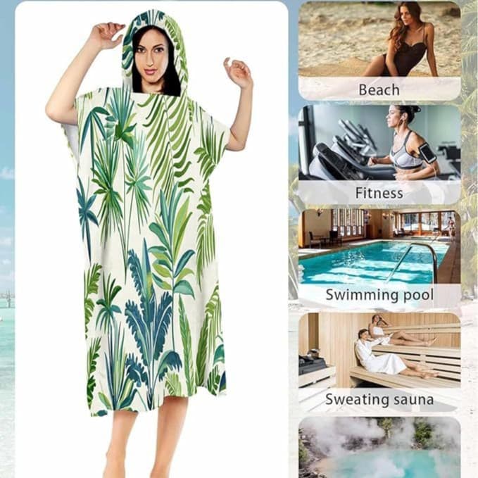 Quick-Dry Beach Bathrobe, Swimming Changing Poncho, Sun Protection, Seaside Hot Spring Bathrobe, Unisex Quick-Dry Towel