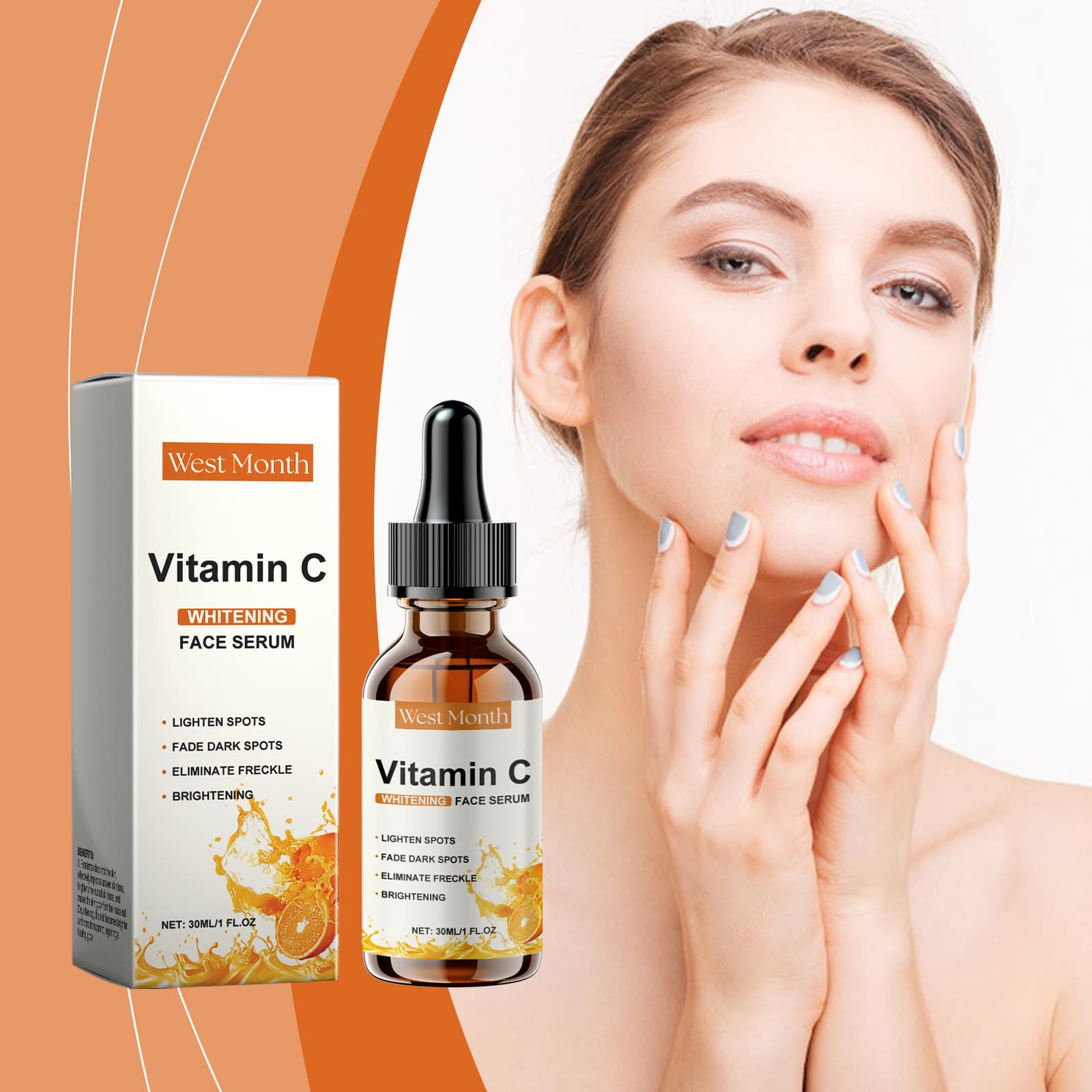 WEST MONTH Vitamin C Face Serum Hydrating, Long-Lasting Moisture, Soft, Smooth, and Gentle Texture Serum