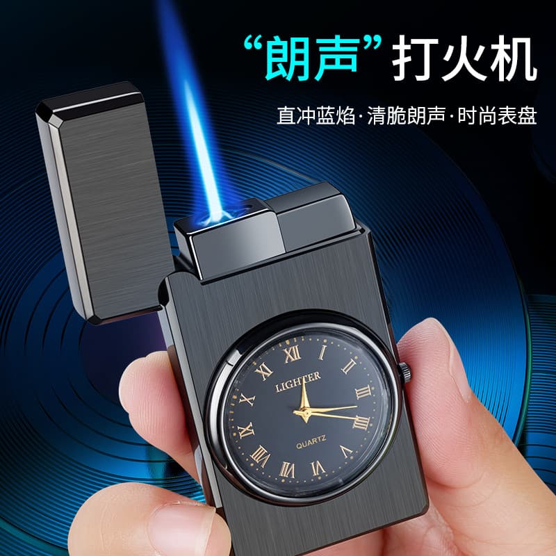 Cross-border Direct-Charge Lighter with Quartz Watch, Time Display and Cigarette Lighting, Langsheng Lighter Wholesale