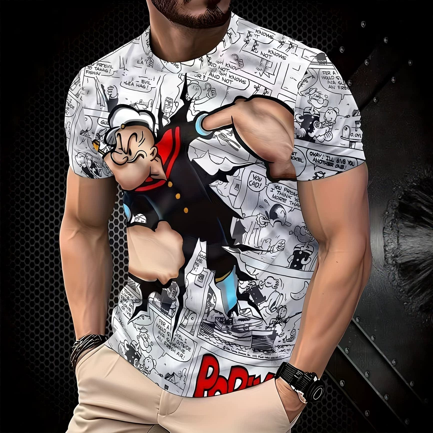 3D Printed Long Sleeve Men's T-Shirt with Cartoon Pattern, Fashionable Summer Men's Clothing, Cross-Border Drop Shipping