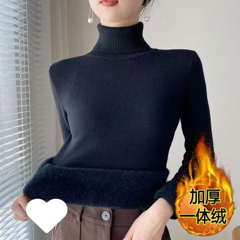 Plush velvet warm turtleneck all-in-one velvet sweater for men and women autumn and winter 2025 thickened bottoming sweater casual top thick section