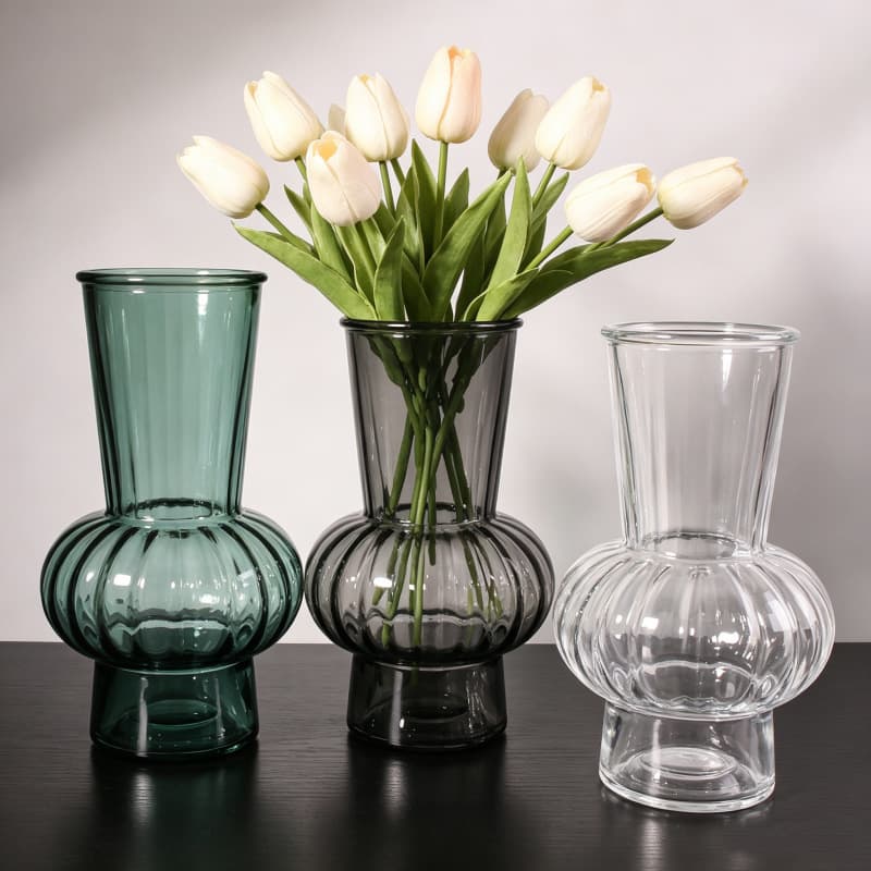 European Simple Glass Vase Gradient Round Belly Willow Vase Home Studio Flower Arrangement Decoration Hydroponic Plant Vase