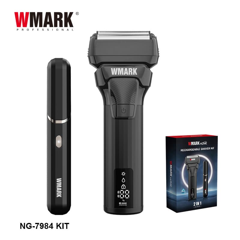 WMARK Rechargeable Shaver and Nose Hair Trimmer Set ABS Metal Body Fast Charging Long Battery Life Grooming Kit
