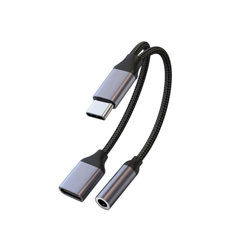 Phone Audio Adapter Type-C Headphone Adapter 2-in-1 Audio Converter for Apple Huawei