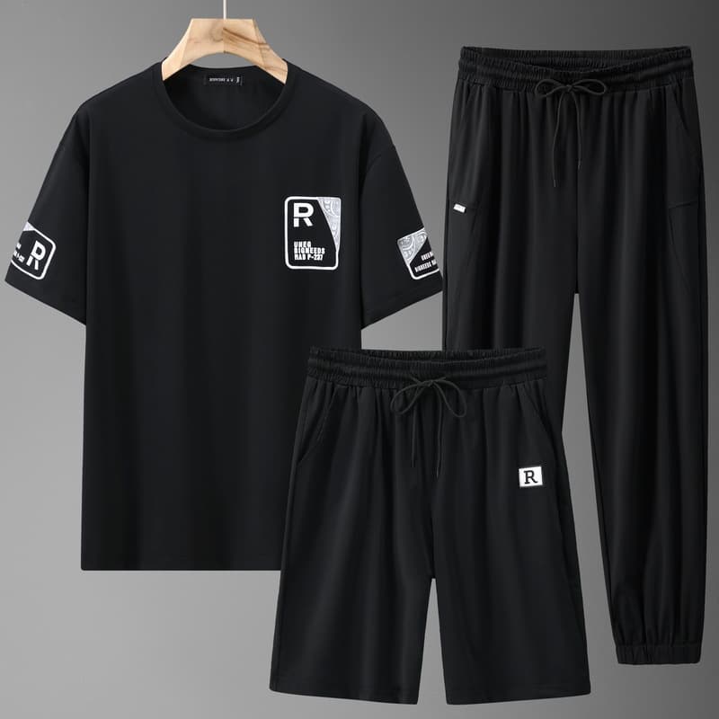 Plus Size Men's Ice Silk Short Sleeve T-Shirt, Loose Fit, Summer Sports, Cooling Feel