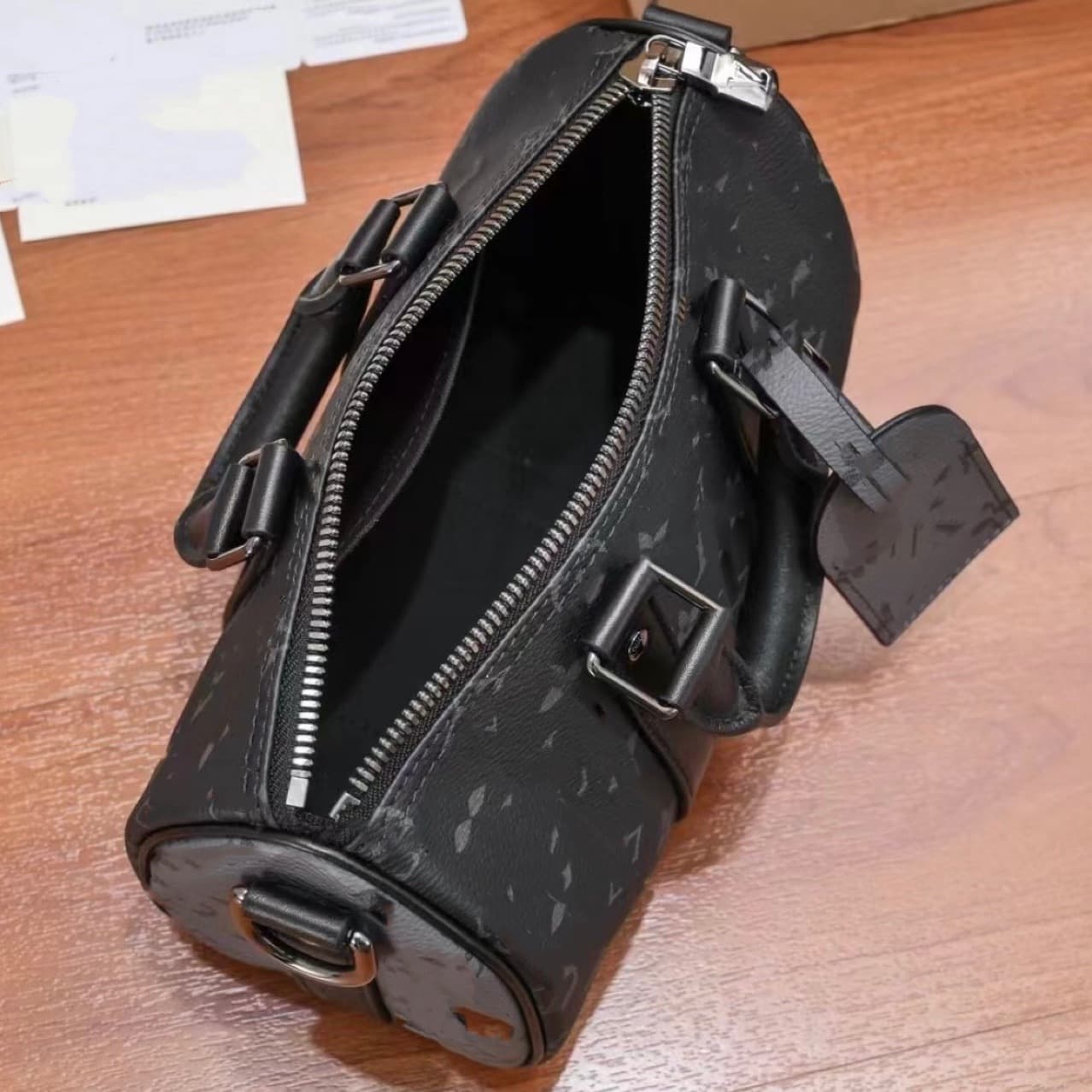 Trendy Men's Crossbody Bag Cowhide Shoulder Bag Handbag Genuine Leather Messenger Bag Black Floral Black Warrior Pillow Bag