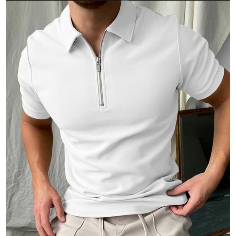Multi-Platform Dropshipping Cross-Border 2026 European and American Men's Summer Printed Breathable Short-Sleeve Zipper Lapel Polo Shirt