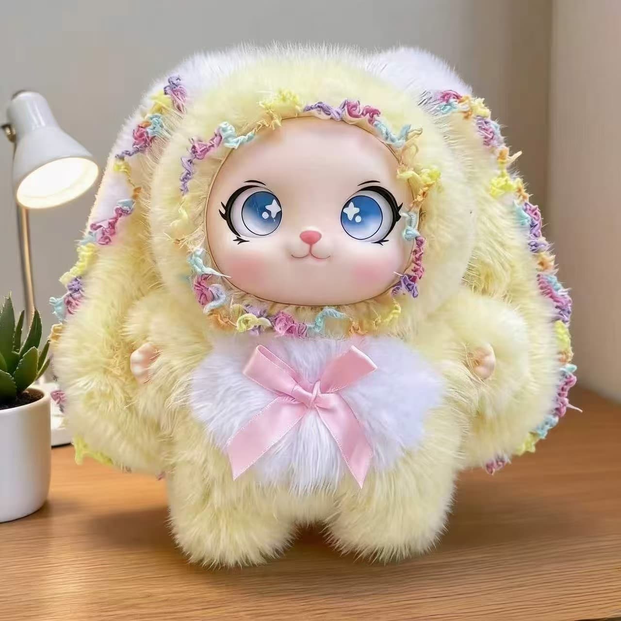 Plush Big-Eared Rabbit Doll Keychain Cute Rabbit Plush Toy Bag Decoration Gift for Girls