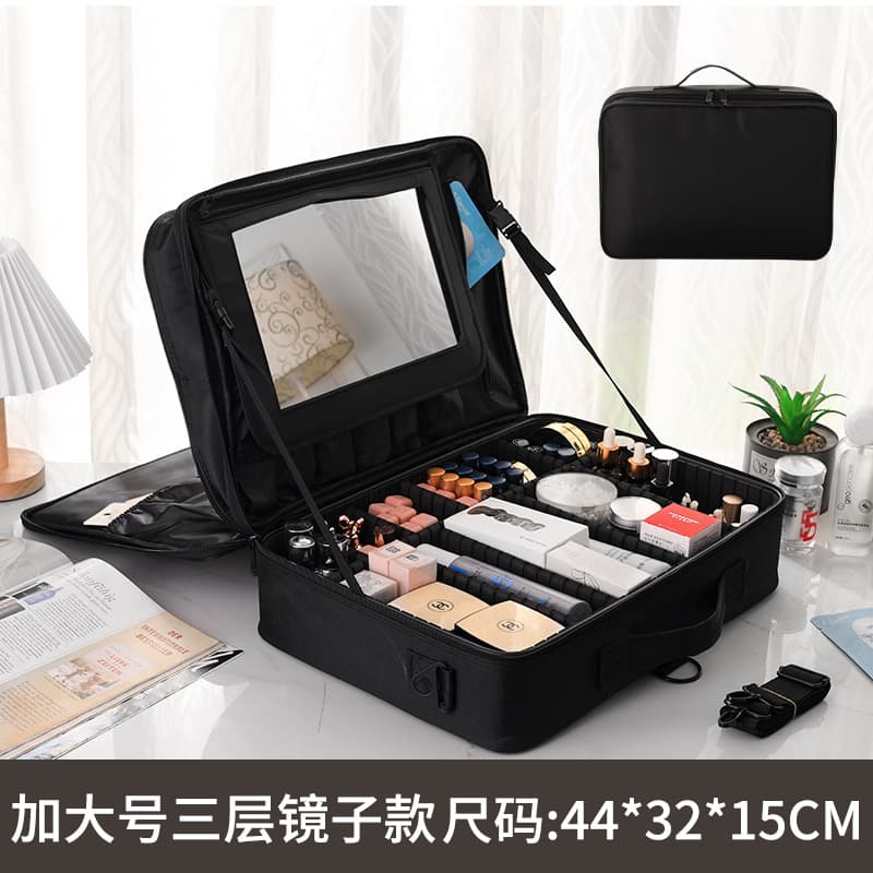 Manufacturer Makeup Bag with Mirror Large Capacity Tattoo and Eyelash Extension Toolbox Professional Makeup Artist On-the-Go Storage Bag Cross-Border